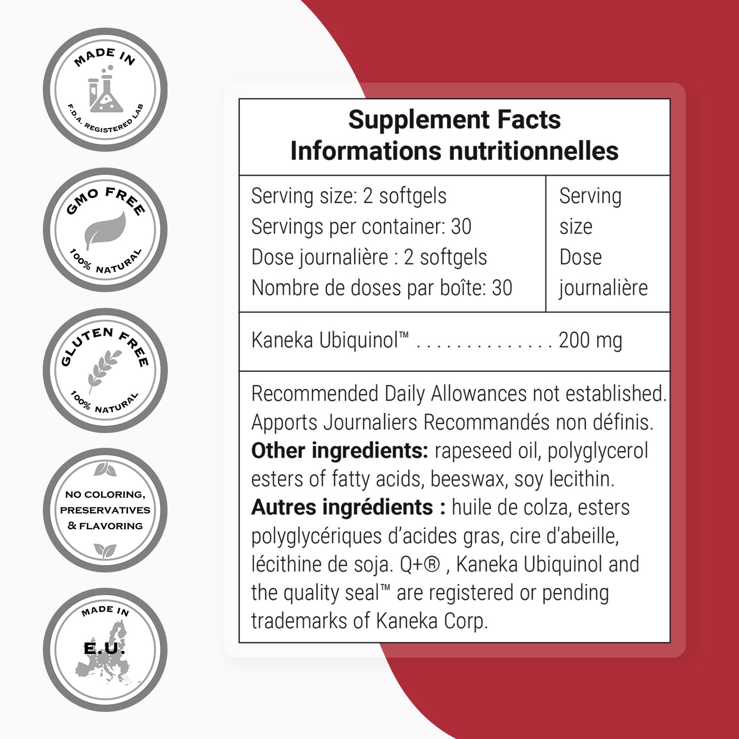 SuperSmart Ubiquinol 200mg per Day (High Absorption) - Patented Keneka CoQ10 Supplement - Active Form of Coenzyme Q10 | Non-GMO & Gluten Free - 60 Softgels