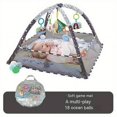 thumbnail image 1 of Gimnasio de juegos para bebés, tapete de actividades para bebés recién nacidos con 5 juguetes colgantes y 18 pelotas oceánicas, soporte de espuma ligero, base de algodón suave lavable, tapete de jueg, 1 of 5