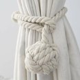thumbnail image 3 of 2 Pack Curtain Rope Tiebacks, Retro Handmade Curtain Ropes Holdbacks, Rural Decorative Knot Ball Cord Drapery Holdbacks, Decorative Curtain Drapery Holdbacks (Beige), 3 of 5