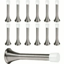 12 Pack Spring Door Stops 3 1/4 Inch Flexible Heavy Duty Spring Door Stopper with RustProof Screw Rubber Bumper Tips Satin Nickel