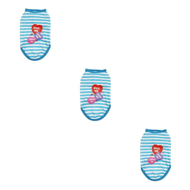 Transemion Striped Vests Pet T-shirts Gentle Puppy Clothes Exquisite Workmanship Coat Top Cat Lightweight Costumes Outfit Printed Pattern Light Blue S 3Set