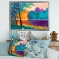 thumbnail image 3 of Colorful Trees During Twilight Along River 40 in x 30 in Framed Painting Canvas Art Print, by Designart, 3 of 4