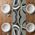 thumbnail image 6 of Sage Green Geometric Table Runner - 72 Inch Long, Kitchen Dining Table Runner Dresser Scarves, Grey Retro Abstract Striped Art Farmhouse Decor for Coffee Tables Wedding Party Banquet, 6 of 8