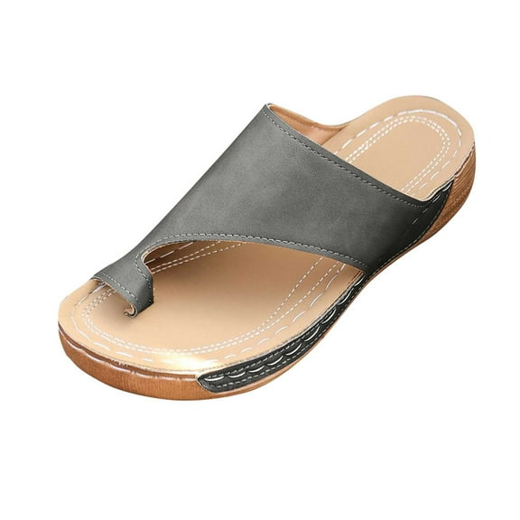 Kinrui Women's Arch Support Sandals Women's Fashion Casual Leisure Summer New Style Solid Color Thick Bottom Slippers Toe Sandals Wedge Heels