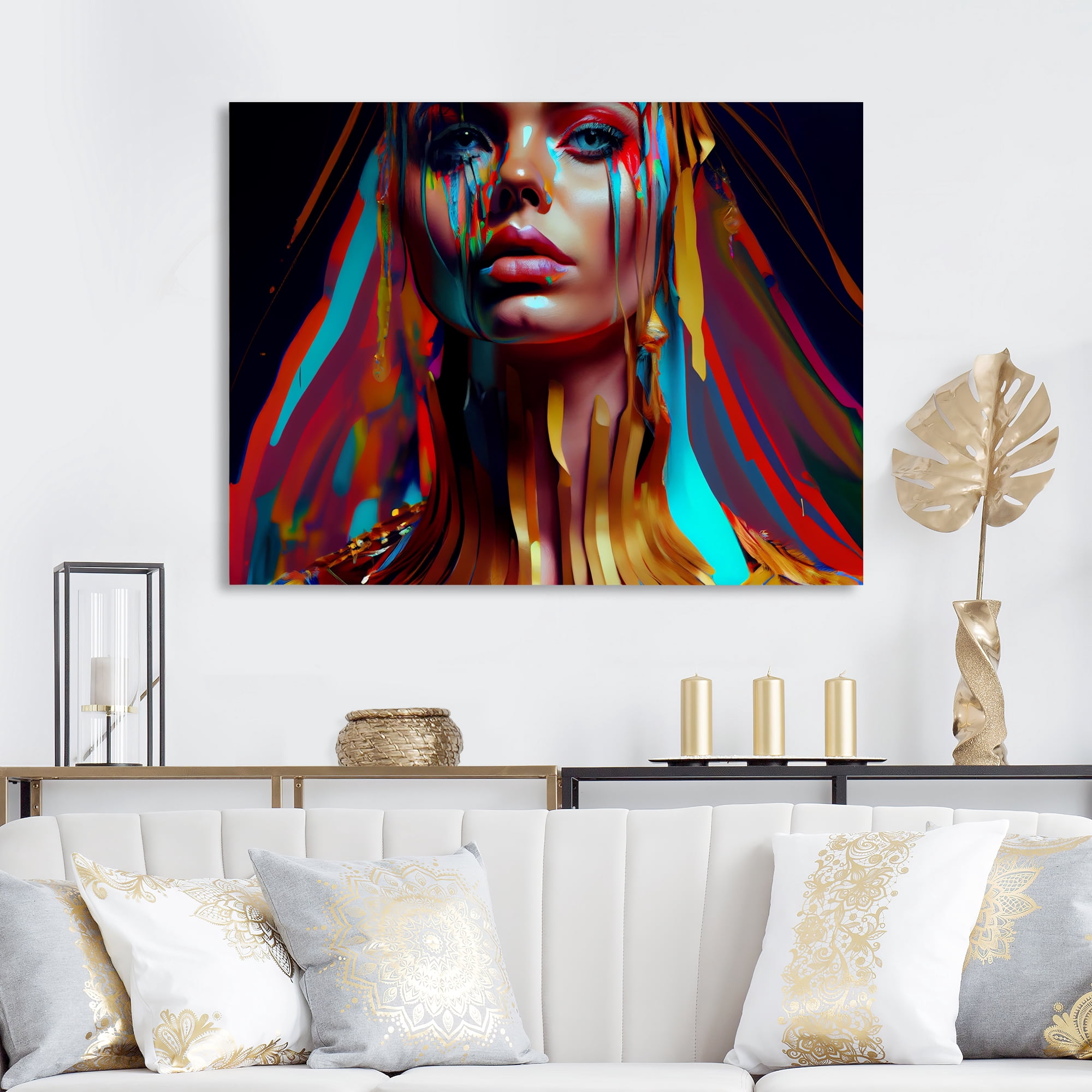 Designart Vibrant Creative Woman Portrait I Canvas Wall Art