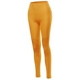 thumbnail image 1 of A2Y Women's Solid Basic Seamless Fitted Full Length Moto Leggings Ash Mustard SM, 1 of 1