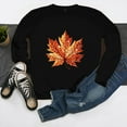 thumbnail image 3 of SCSAlgin Crewneck Sweatshirt for Women Fall Leaf Graphic Sweatshirts Vacation Long Sleeve Drop Shoulder Pullover, 3 of 5