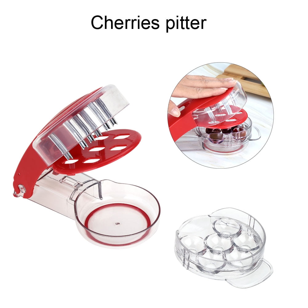Cherry Pitter Tool By Culina Box-Seed Pitter-Keeps All Seeds Clean In One Container With No Stain On Your Kitchen Counter No Matter How Much Bunch Of Cherries You Seed Out That Comes With Pan Scraper 