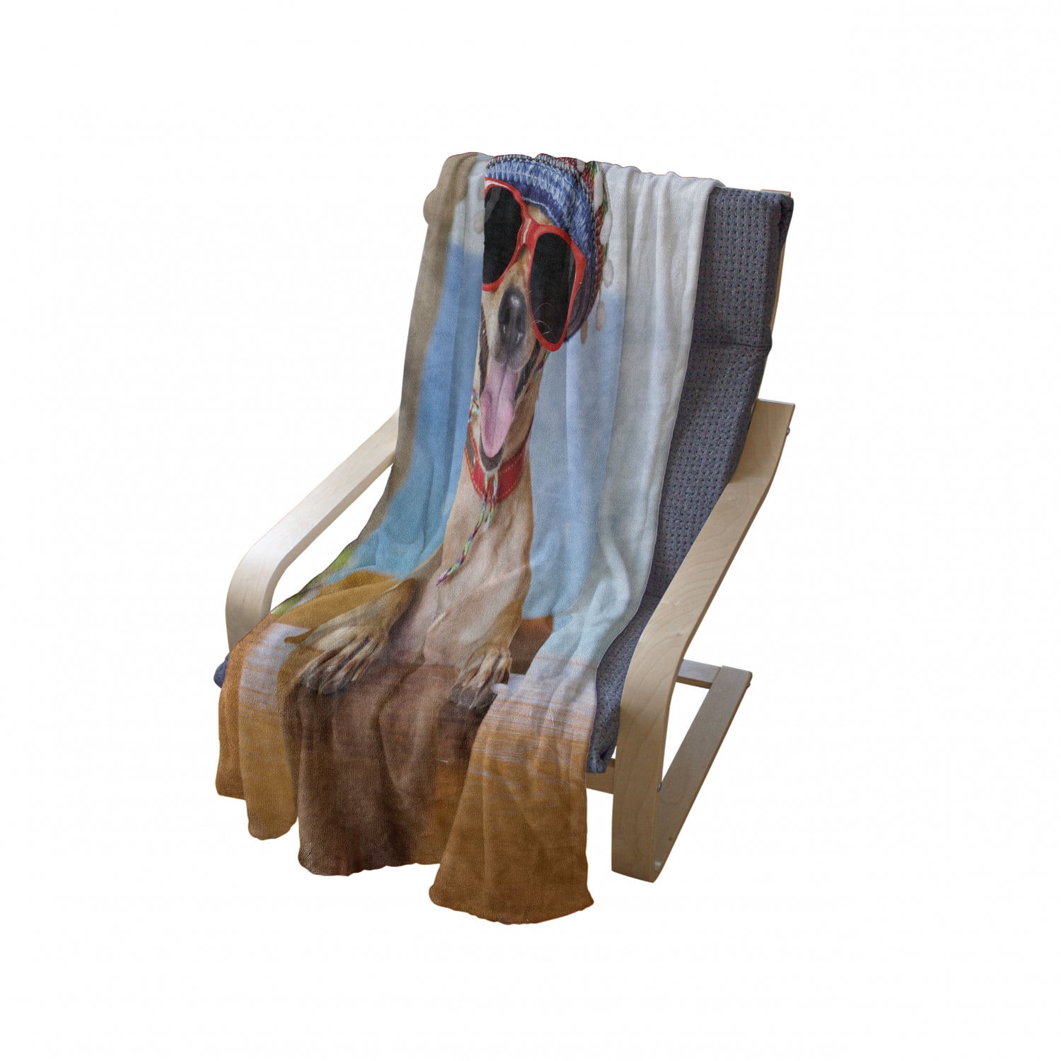 Summertime Tropical Club Related Chihuahua Dog Drinking Cocktails at Ocean View Bar Cozy Plush for Indoor and Outdoor Use Ambesonne Funny Soft Flannel Fleece Throw Blanket 60 x 80 Multicolor