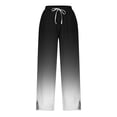 thumbnail image 5 of Hrsba Straight Leg Workout Pants,Lightweight Pants Women Solid Color Linen Loose Drawstring Straight Leg with Pockets Side Split Full Length Pants, 5 of 5