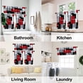 thumbnail image 5 of Red Kitchen Curtains Tiers and Valances Set 3 Piece for Windows Geometric Modern Art Kitchen Window Curtains Set,Grey and Black Valances for Living Room(36" Tiers Set), 5 of 5