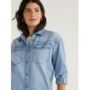 Sofia by Sofia Vergara Womens and Womens Plus Sofia Oversized Boyfriend Shirt with Long Sleeves, Sizes XS-4X