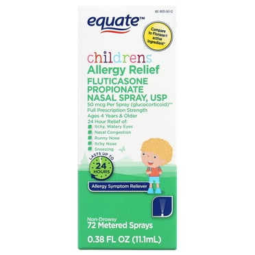 Equate Children's Allergy Relief Fluticasone Propionate Nasal Spray, 50 Mcg, Ages 4 Years & Older, 0.34 fl oz