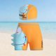 thumbnail image 1 of Bañador corto deportivo infantil con cintura elástica estampada y parte delantera plana, incluye gorro de natación a juego. Bañador de poliéster para niño., 1 of 6