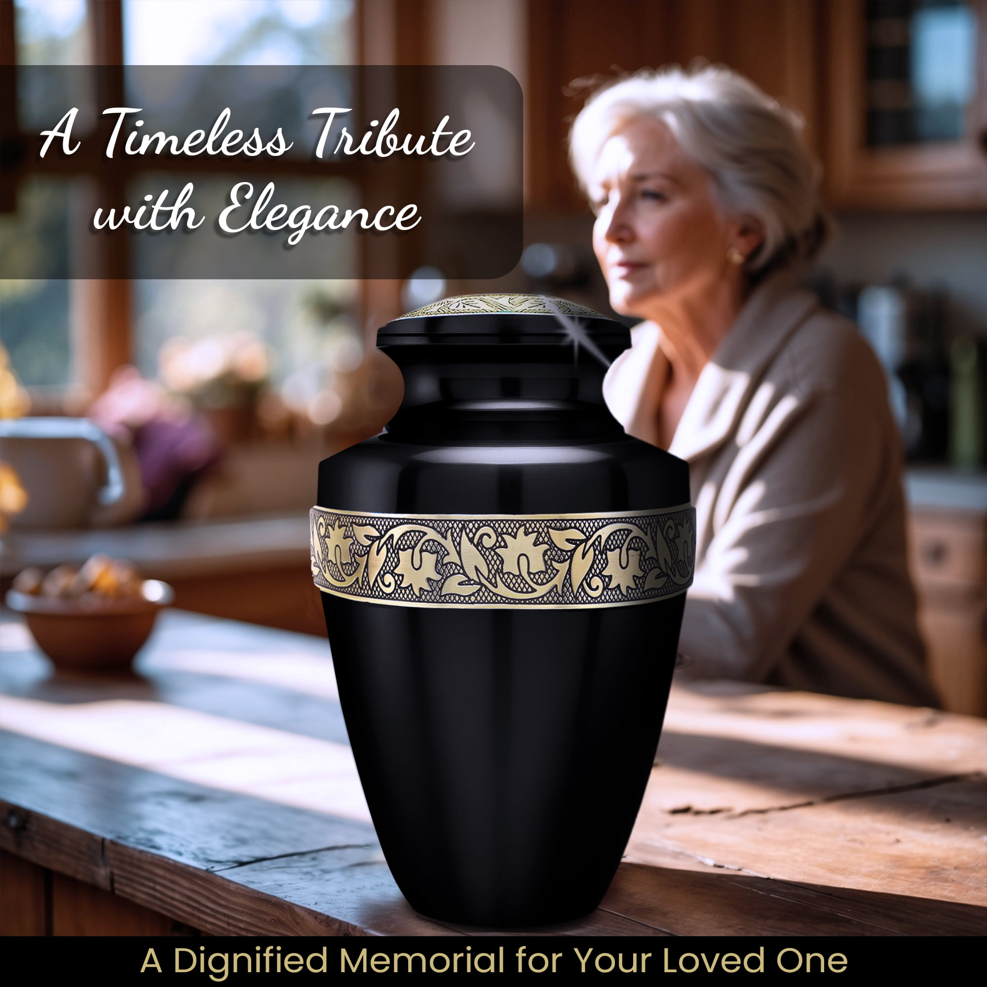 Black Aluminum Cremation Urn Set – 6-Piece Memorial Collection with Large Adult Cremation Urn and Mini Keepsake Urns for Human Ashes, Handcrafted Tribute