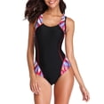 thumbnail image 1 of Women's Color Blocked Racing One Piece Swimwear High Cut Athletic Bathing Suit, 1 of 6