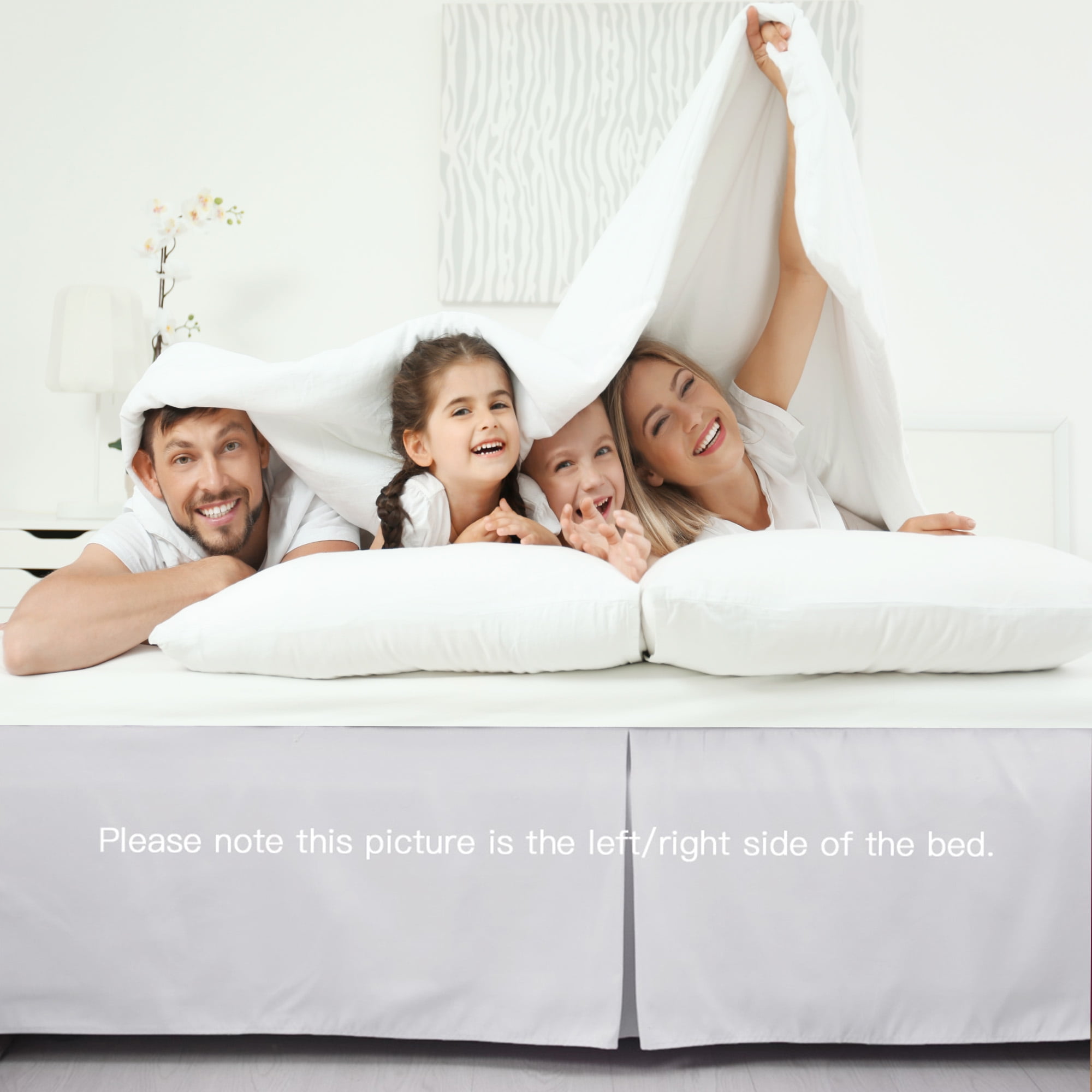 Unique Bargains Solid Pleated Ruffle Bed Skirt 14" Drop Queen White