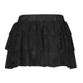 thumbnail image 4 of GigrtiJin Womens Mini Skirt Solid Color High-Waisted Double-Layer Short Skirt Ladies Casual Ruffled Hem Skirts, 4 of 6