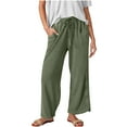 thumbnail image 2 of Roncen Women's Solid Wide-Leg Pants - Casual Loose Fit Elastic Waistband with Pockets & Cropped Length, 2 of 9