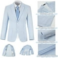 thumbnail image 3 of Lycody Boys Seersucker Slim Fit Jacket Lightweight Breathable Blazer Casual Stylish Summer Sport Coat for Wedding Travel Sandbeach Graduation, 3 of 6
