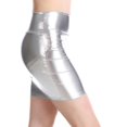 thumbnail image 4 of Women's Faux Leather Pencil Skirt, Solid Color Sexy Bodycon Mini Skirt, High Waist Club Skirt for Party, Night Out and Date,Silver,L, 4 of 5
