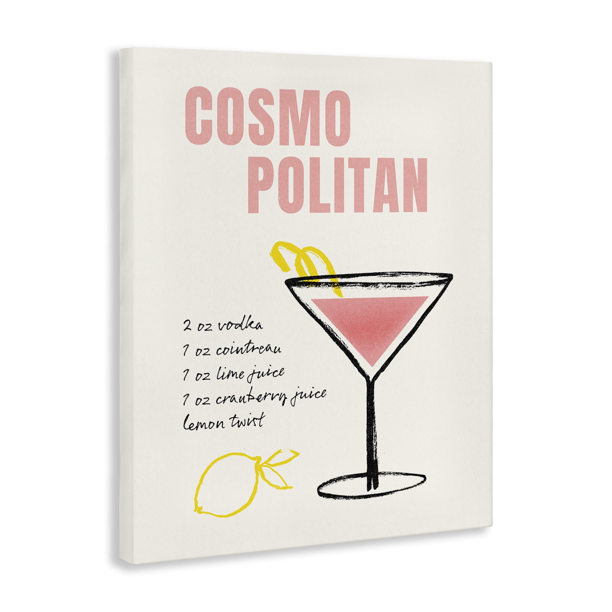 Stupell Industries Cosmopolitan Drink Recipe Food & Beverage Painting Gallery Wrapped Canvas Art Print Wall Art, 30 x 40