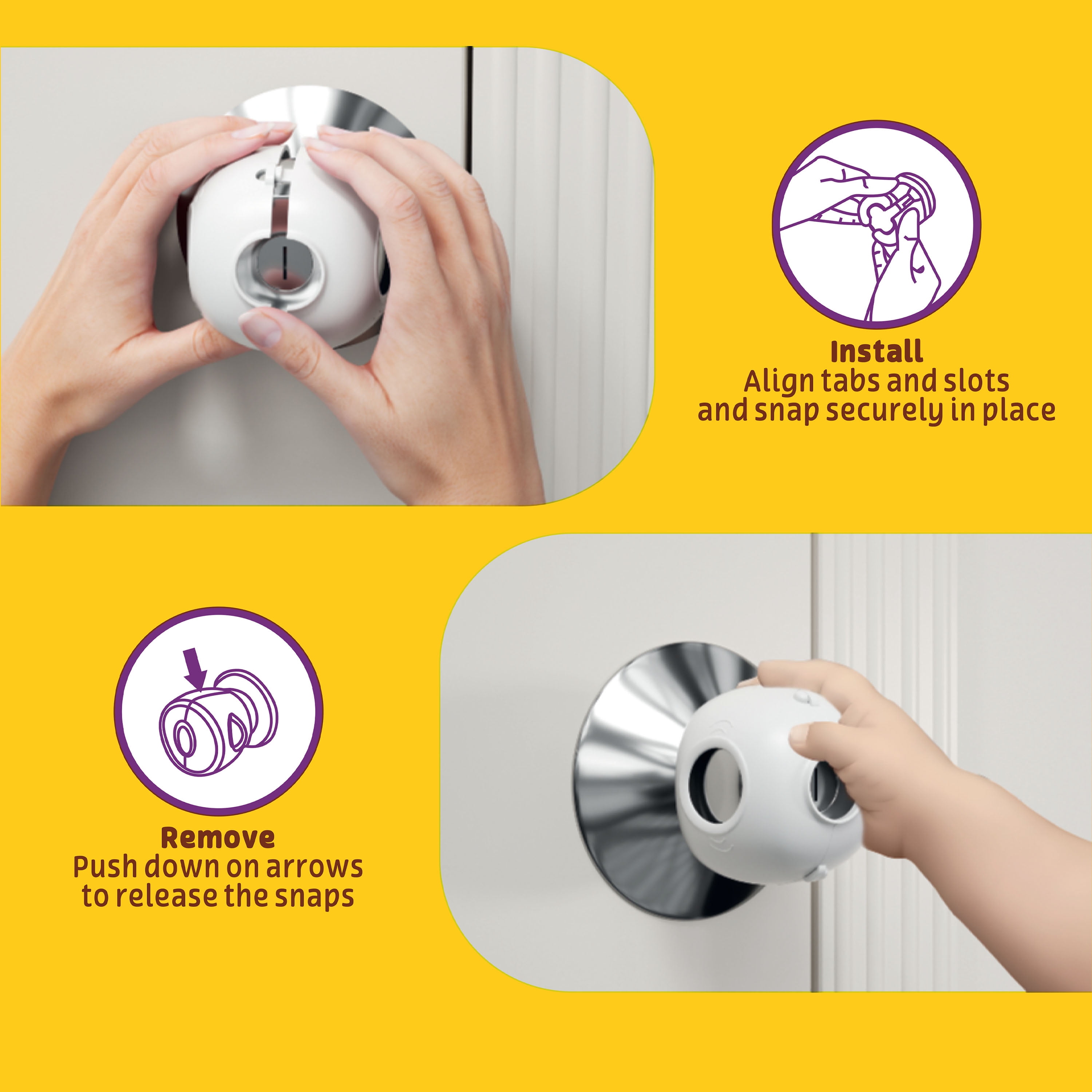 (3 pack) Parent's Choice Child Safety Door Knob Covers, White, 3 Pack