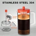 thumbnail image 3 of French Press Coffee Maker 34 oz/ 4 Cup Coffee Tea Press with Heat-resistant Borosilicate Glass 4-Level Filtration Systems Cold Brew Coffee Maker for Camping Travel Gifts White and Orange, 3 of 6