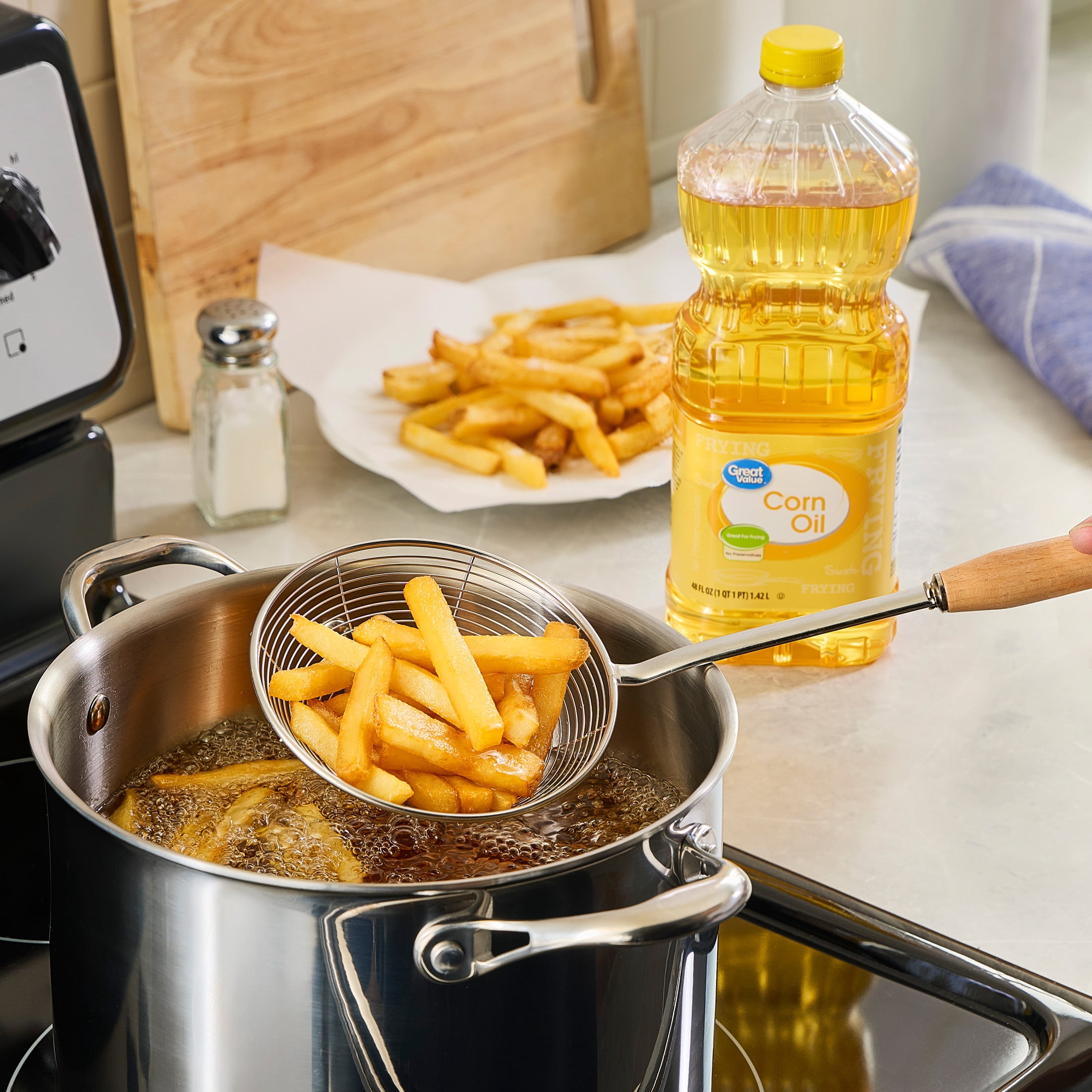 (9 pack) Great Value Corn Oil, Heart Healthy, Great for Frying, 48 fl oz Bottle