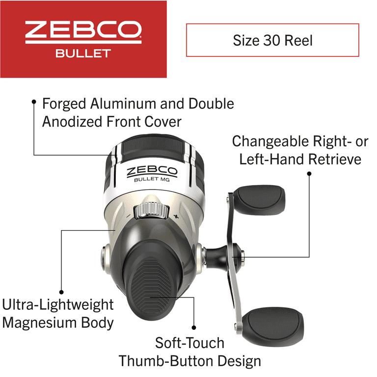 Zebco Bullet Spincast Reel and Fishing Rod Combo, IM8 Graphite Fishing  Pole, Changeable Right- or Left-Hand Retrieve, Black