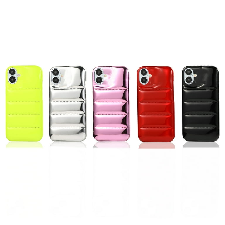 Puffer Phone Case for iPhone 16 Plus, Laser Glossy Down Jacket
