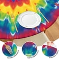 thumbnail image 4 of Rainbow Tie Dye Star Mandala Pattern Round Fitted Tablecloth with Elastic Edge,Dining Table Cover Waterproof,Outdoor Round Tablecloth for Camping,Dining,Indoor and Outdoor, 4 of 7