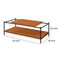 thumbnail image 5 of Benjara Rectangular Wooden Top Metal Frame Coffee Table, Oak Brown and Black, 5 of 5