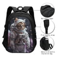 thumbnail image 3 of Honeii Cat Astronaut In Space for Travel Laptop Backpack, Business Laptops Backpack with USB Charging Port, College High School Computer Bag for Men Women, 3 of 7