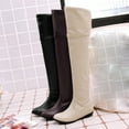 thumbnail image 4 of KaLI_store Boots Women Women's Thigh High Block Heels Over Knee High Boots White,9, 4 of 4
