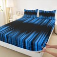 thumbnail image 3 of Homewish Stripe Line Pattern Full Size Sheets,Modern Abstract Geometric Bed Sheets,Blue Black Sheet Sets For Girl Teens,Breathable Home Decor,4 Pieces, 3 of 7