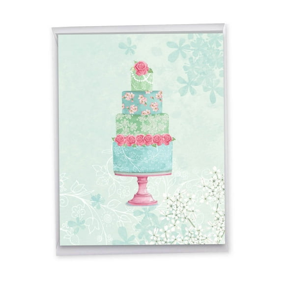 1 Jumbo Wedding Greeting Card (8.5 x 11 Inch) - Watercolor Cake J2984FWDG