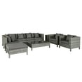 thumbnail image 2 of Outsunny 9 Piece Patio Furniture Set, PE Rattan Sofa & Table, Gray, 2 of 9