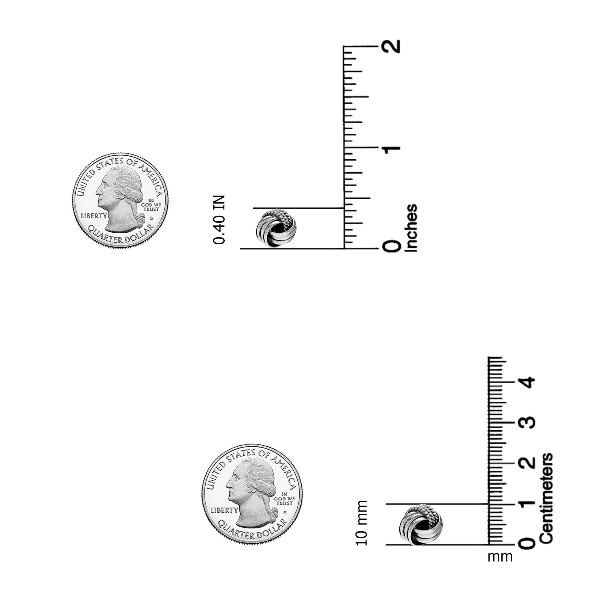 LeCalla 925 Sterling Silver Hypoallergenic Rhodium-Plated Italian Design Love Knot Stud Earrings Jewelry for Women and Teen 10MM