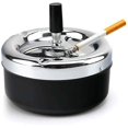 thumbnail image 1 of Cenicero giratorio de limpieza automática de metal grande con tapa, negro, 1 of 4