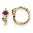 thumbnail image 1 of 14K Yellow Gold Madi K Red & Green CZ Hinged Hoop Earrings, 1 of 2