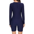 thumbnail image 2 of inhzoy Womens Long Sleeve Rashguard Swimsuit One Piece Beach Swimming Surfing Bodysuit Swimwear Navy Blue L, 2 of 5
