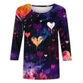 thumbnail image 4 of Womens 3/4 Length Sleeve Tops 2024, Valentines and Casual Fashion Style Shirts Crew Neck Loose-Fitting Blouses, 4 of 4