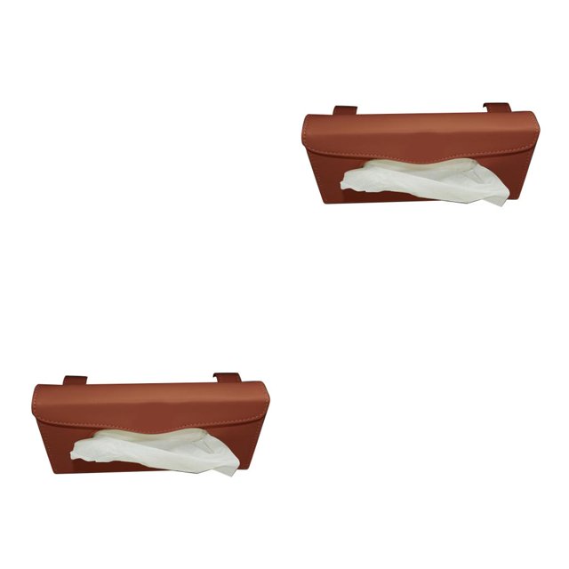 Toystoory Caja de almacenamiento de pañuelos para parasol de coche, caja de decoración Universal, organizador, servilletero, impermeable, Portada/Marrón 2Conjunto