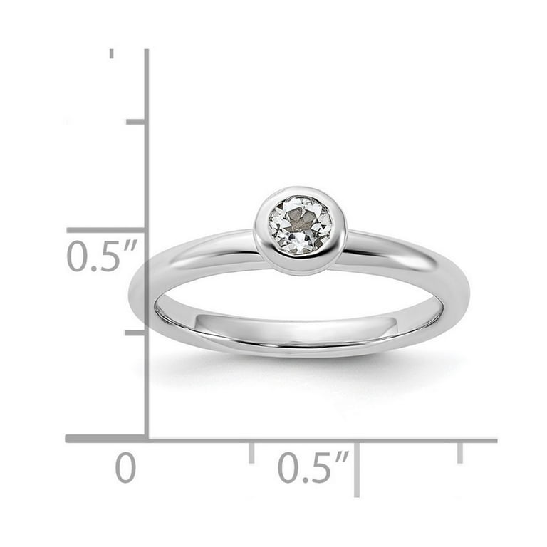Sterling Silver Stackable Expressions Low 4mm Round White Topaz Ring Sterling Silver Stackable Expressions Low 4mm Round White Topaz Ring