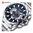 thumbnail image 1 of Curren 8363 pulsera de cuarzo azul de acero inoxidable para hombre, correa de reloj color plata, 1 of 8