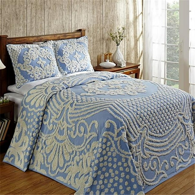 Better Trends BSFL3PCQUBL Better Trends Collection Florence Ensemble Couvre-Lit Queen 100 % Coton en Bleu