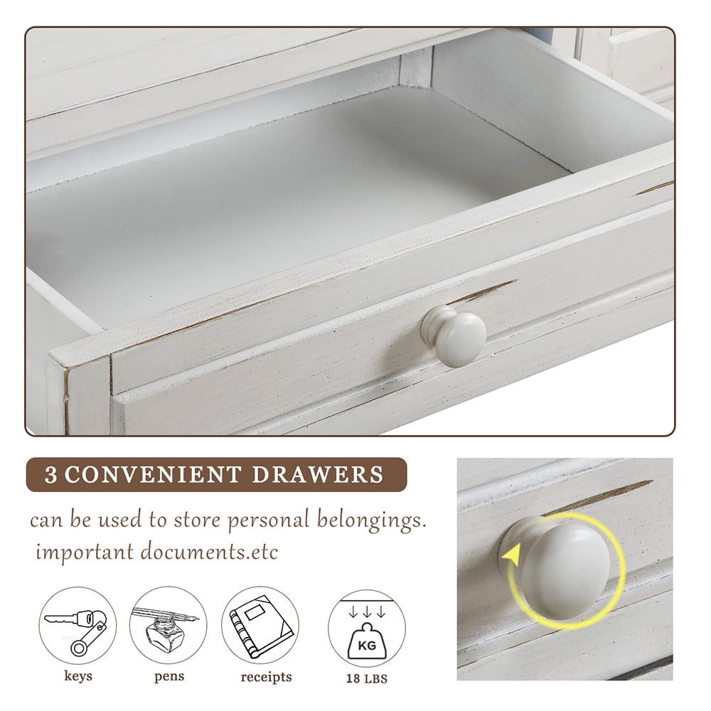 Kepooman 64"Long Cabinet Sofa Table, Storage Cabinet with Drawers and Shelf, Easy Assembly Entryway Table for Hallway and Living Room, Antique White Kepooman 64"Long Cabinet Sofa Table, Storage Cabinet with Drawers and Shelf, Easy Assembly Entryway Table for Hallway and Living Room, Antique White