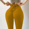 thumbnail image 2 of Workout Shorts for Women Fashion Running Leggings Pure Color Elastic Fitness Pant With Bowknot Yoga Pants, 2 of 8