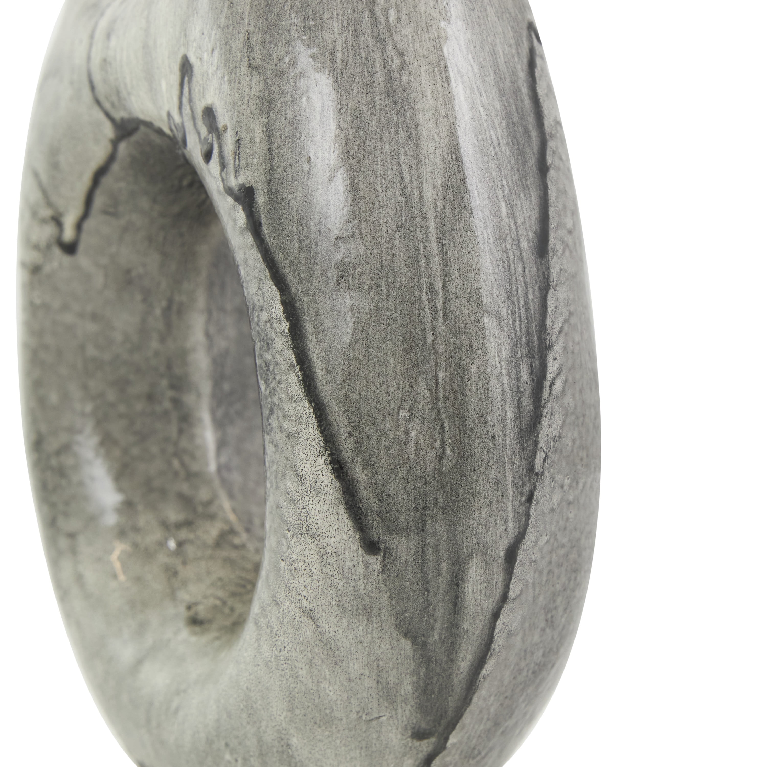 DecMode 13" Abstract Circular Gray Paper Mache Vase with Dual Openings